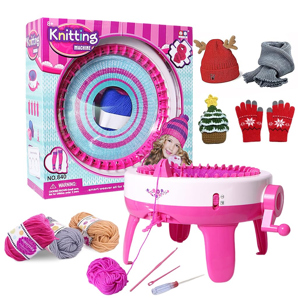 HASTHIP DIY Knitting Machine Set, 40-Stitch Knitting Loom Machine with Wool Yarns, Tools, Needles Hand Cranked Knitting Machine DIY Crochet Knitting Machine for Crochet Hat, Crochet Scarf HASTHIP DIY Knitting Machine Set, 40-Stitch Knitting Loom Machine with Wool Yarns, Tools, Needles Hand Cranked Knitting Machine DIY Crochet Knitting Machine for Crochet Hat, Crochet Scarf